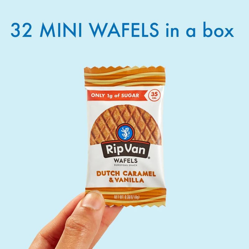 Rip Van Wafels Dutch Caramel Mini Waffles, Low Carb Snacks, Low Calorie Snacks, Low Sugar