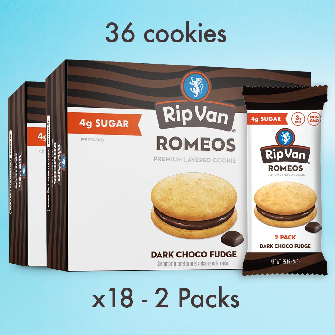 Rip Van Romeos Dark Chocolate Fudge Cookies - Low Sugar Cookies - Healthy Keto Snacks