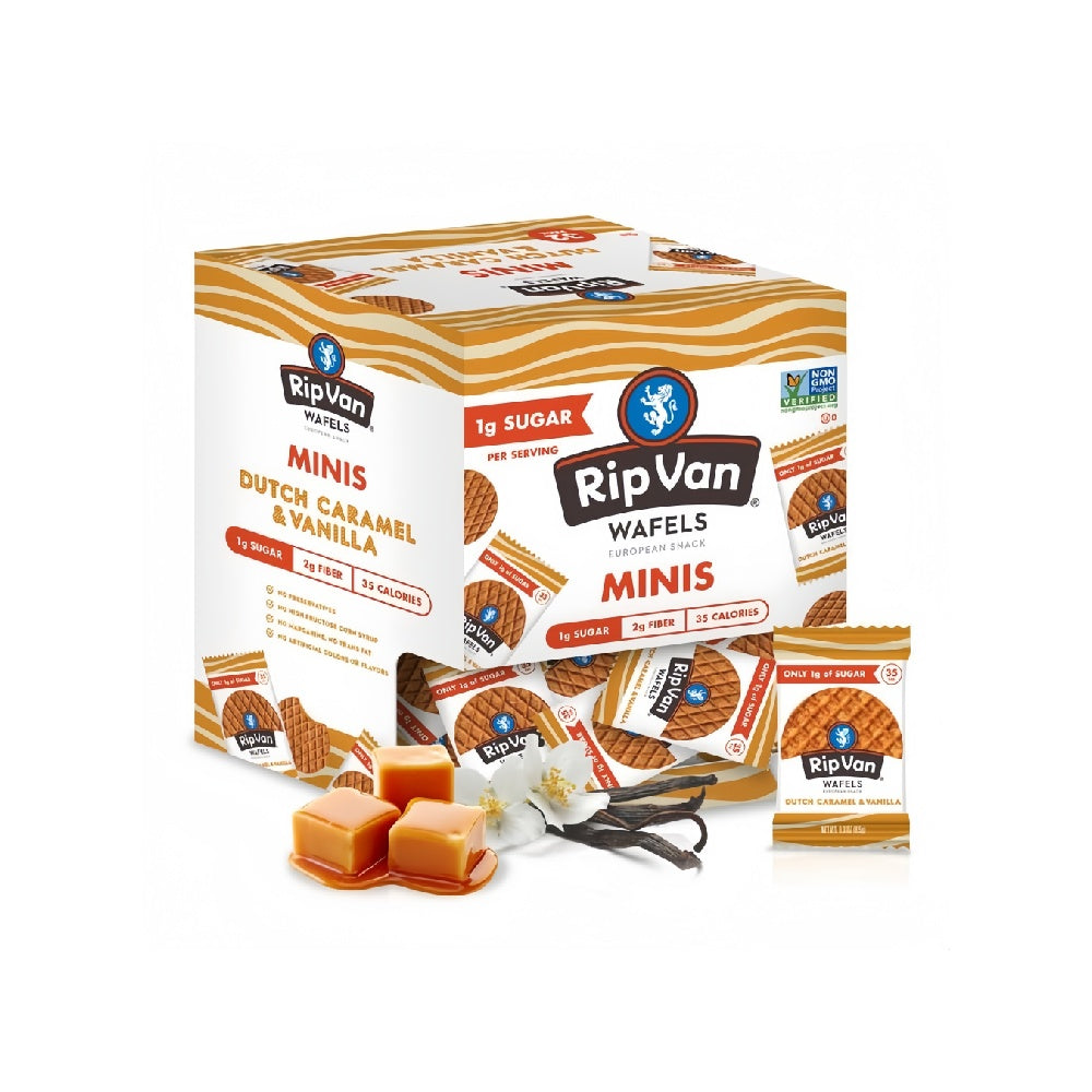 Rip Van Wafels Dutch Caramel Mini Waffles, Low Carb Snacks, Low Calorie Snacks, Low Sugar