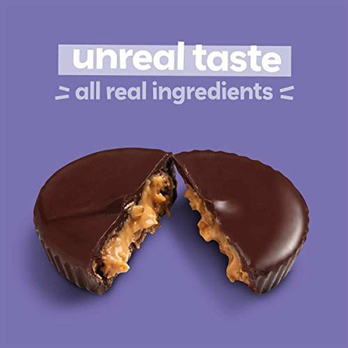 UNREAL Dark Chocolate Almond Butter Cups, 5g sugar, gluten-free, no sugar alcohols or soy