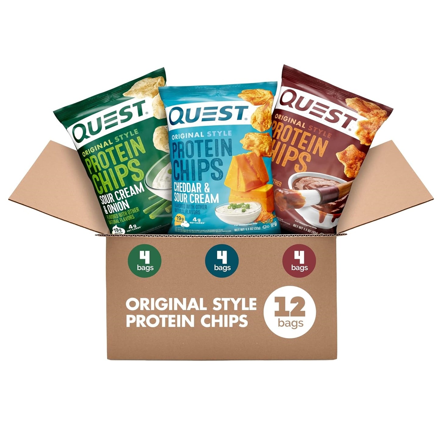 Quest Nutrition Nacho Cheese Tortilla Style Protein Chips, 18g Vegan Protein, 4g Net Carbs, Keto & Gluten Free (1.1 oz, 12 Pack)