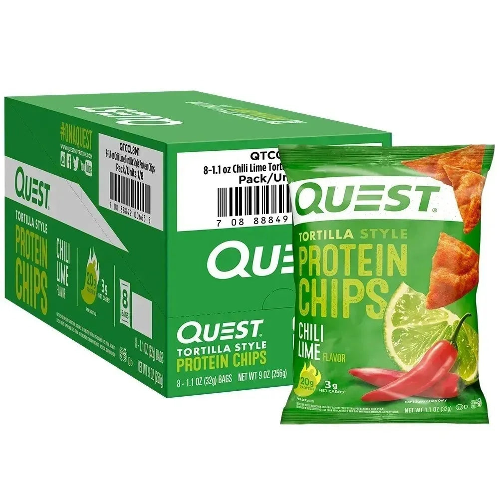 Quest Nutrition Nacho Cheese Tortilla Style Protein Chips, 18g Vegan Protein, 4g Net Carbs, Keto & Gluten Free (1.1 oz, 12 Pack)