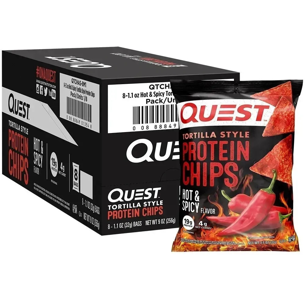 Quest Nutrition Nacho Cheese Tortilla Style Protein Chips, 18g Vegan Protein, 4g Net Carbs, Keto & Gluten Free (1.1 oz, 12 Pack)